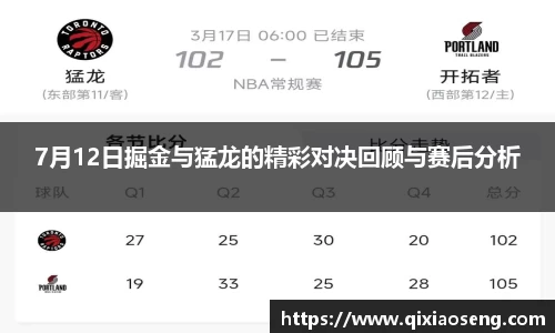 7月12日掘金与猛龙的精彩对决回顾与赛后分析